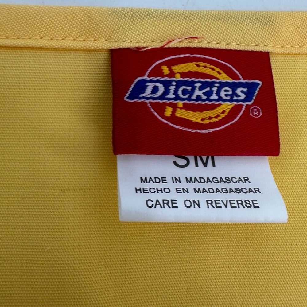 3/$15 DICKIES Scrub Top Adult SM Yellow Vneck Short Slv Uniform Workwear-stains - Picture 3 of 12